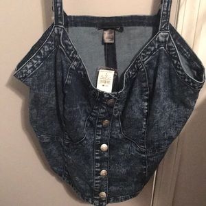 Ashley Stewart plus size denim crop top